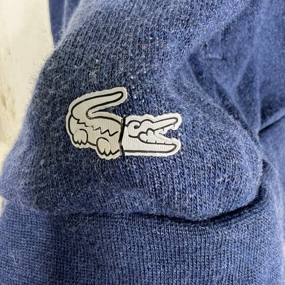 Lacoste Sport Cardigan Sweater Size 42 Blue Cotton Large Full Zip Sweatshirt Top - Picture 6 of 16
